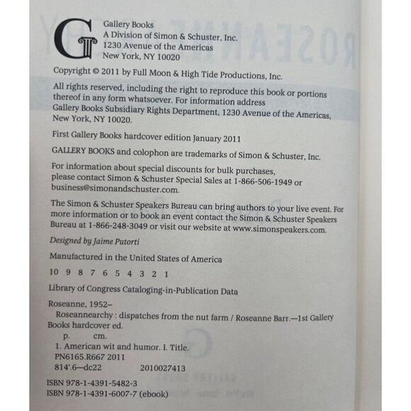 Roseanne Barr Signed Book Roseannearchy Dispatches From The Nut Farm HCDJ 1st - Picture 4 of 5